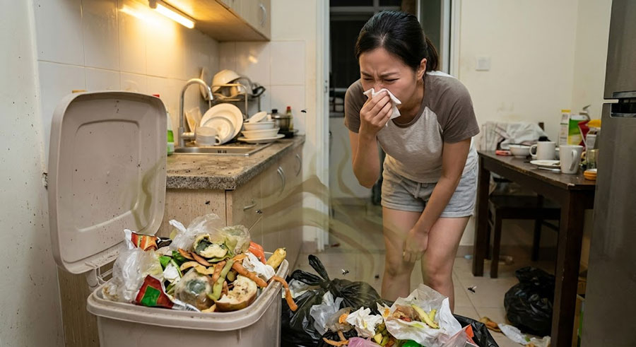 Mùi hôi tanh rác trong nhà